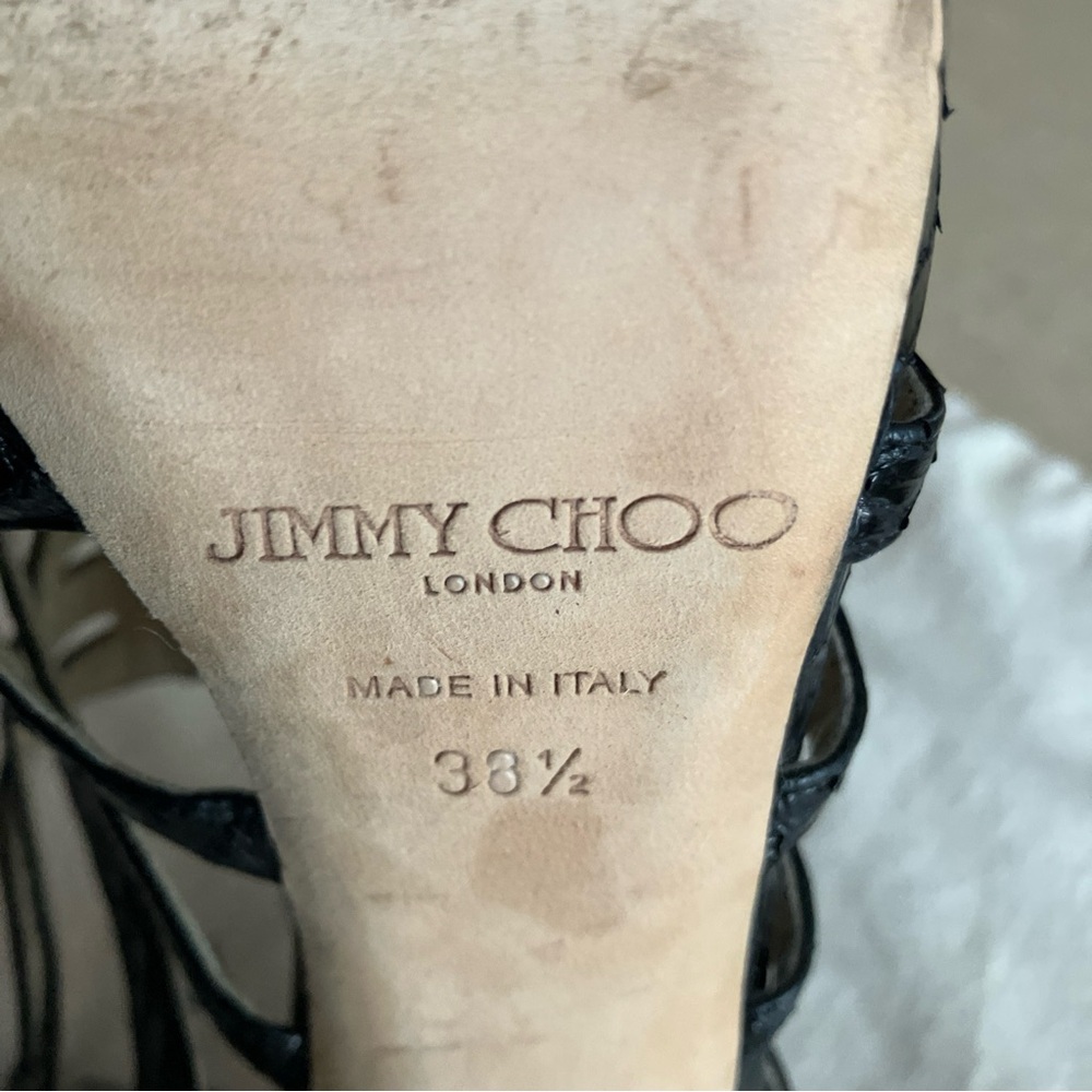 Jimmy Choo Glenys Snakeskin Caged Sandals - Picture 15 of 15